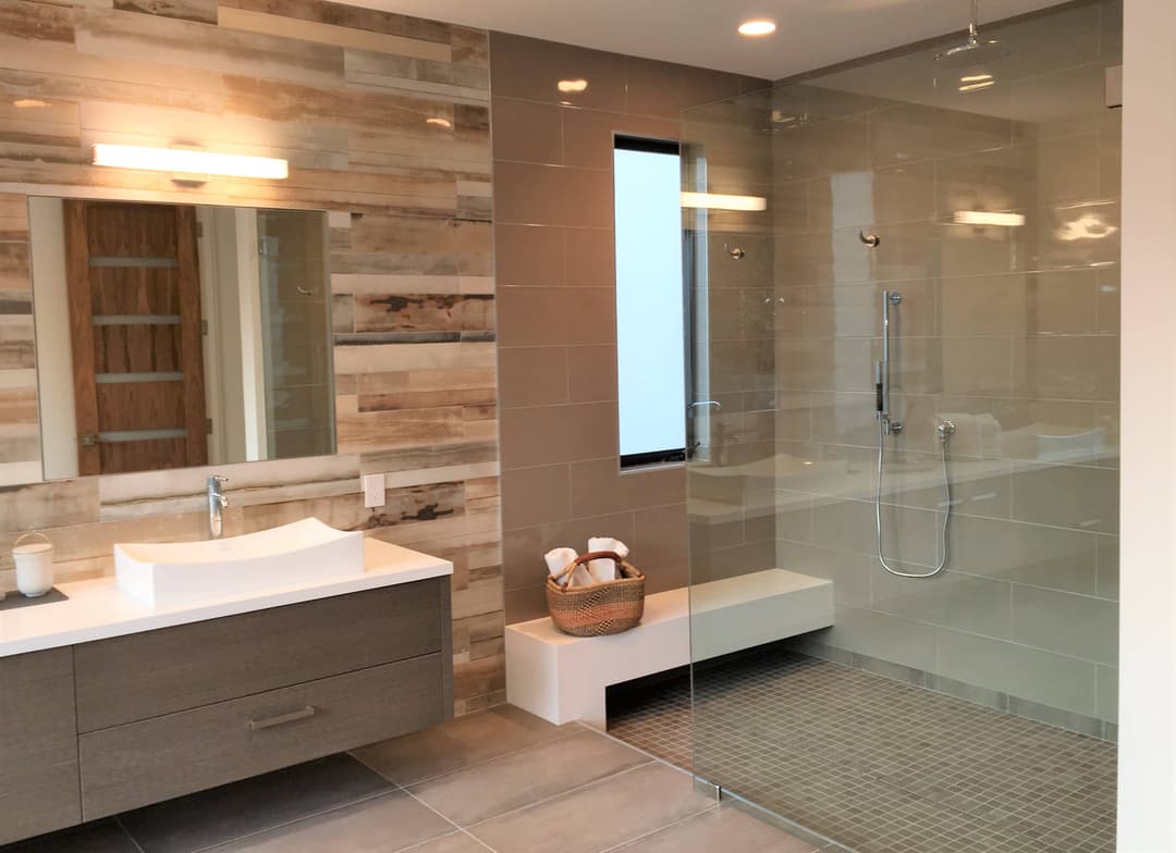 Spa-style bathroom renovation with modern fixtures