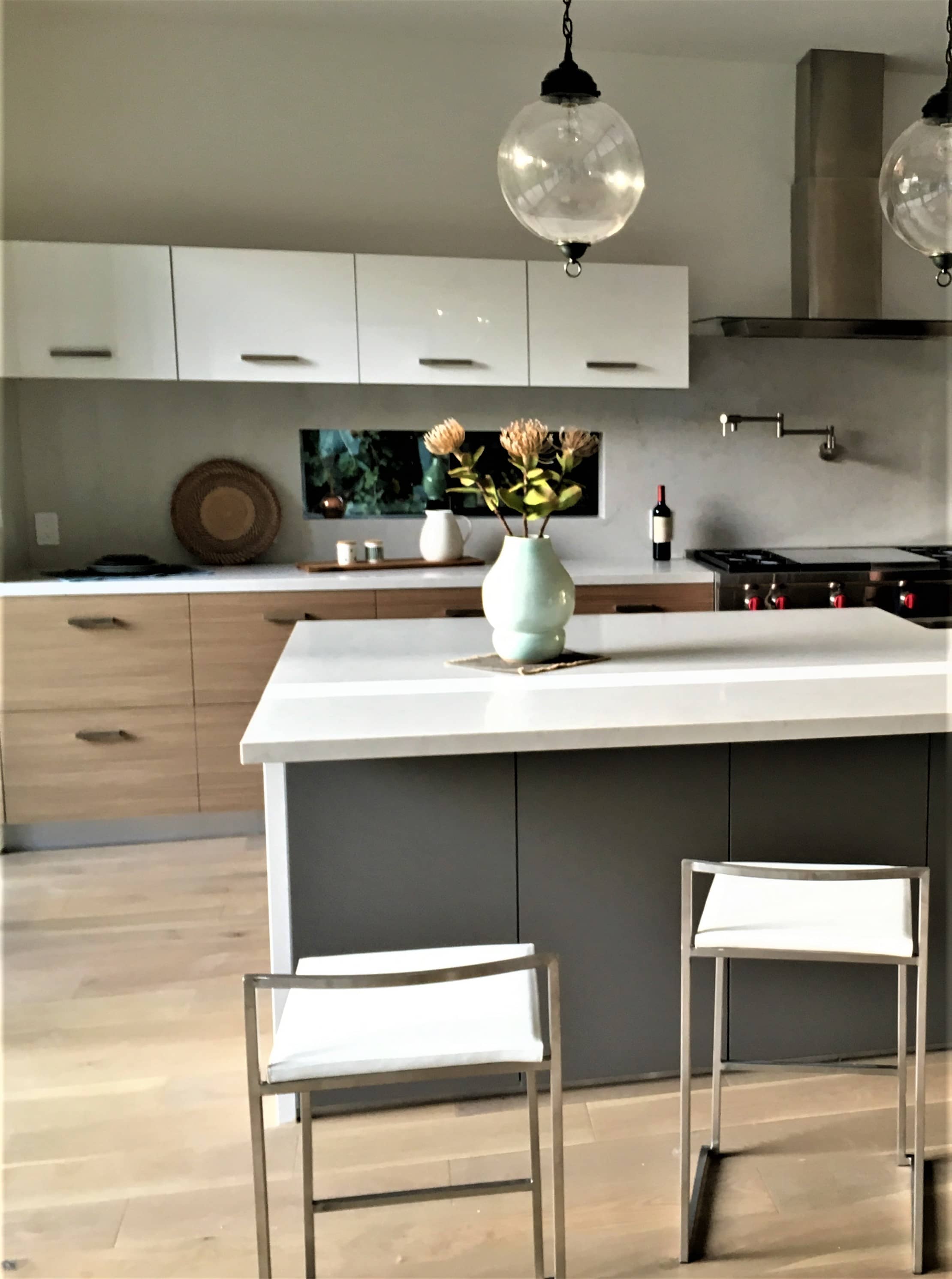 Quartz countertop upgrade with clean edge profile